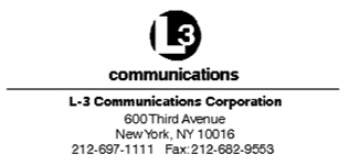 (L-3 COMMUNICATIONS NEWS GRAPHIC)