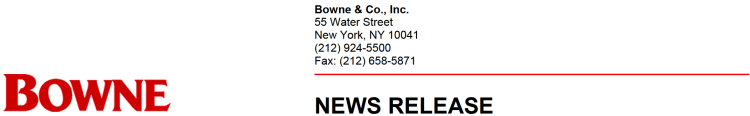 (BOWNE NEWS RELEASE)
