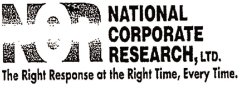 (NATIONAL CORPORATE RESEARCH LOGO)
