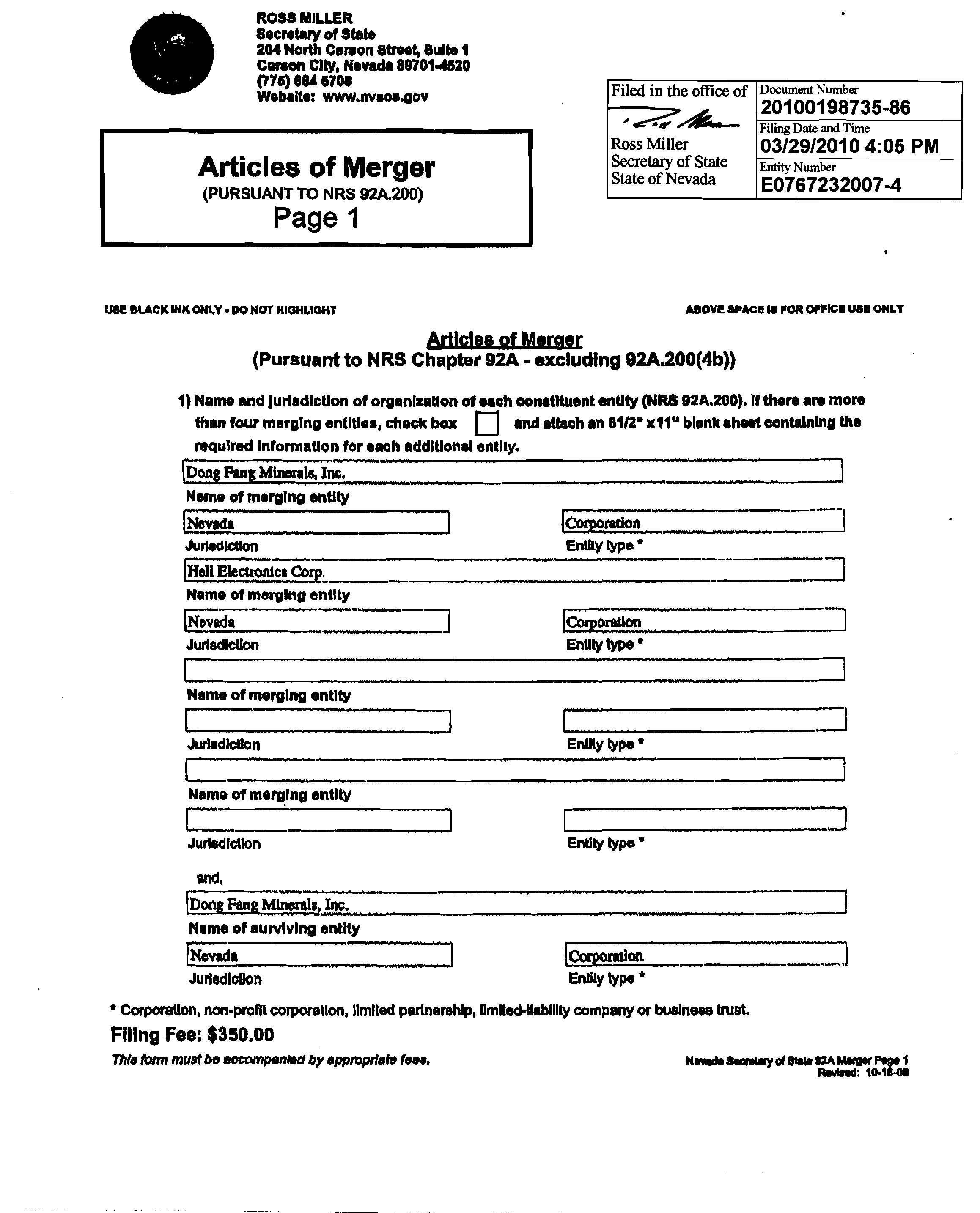 Articles of Merger - Page 1.