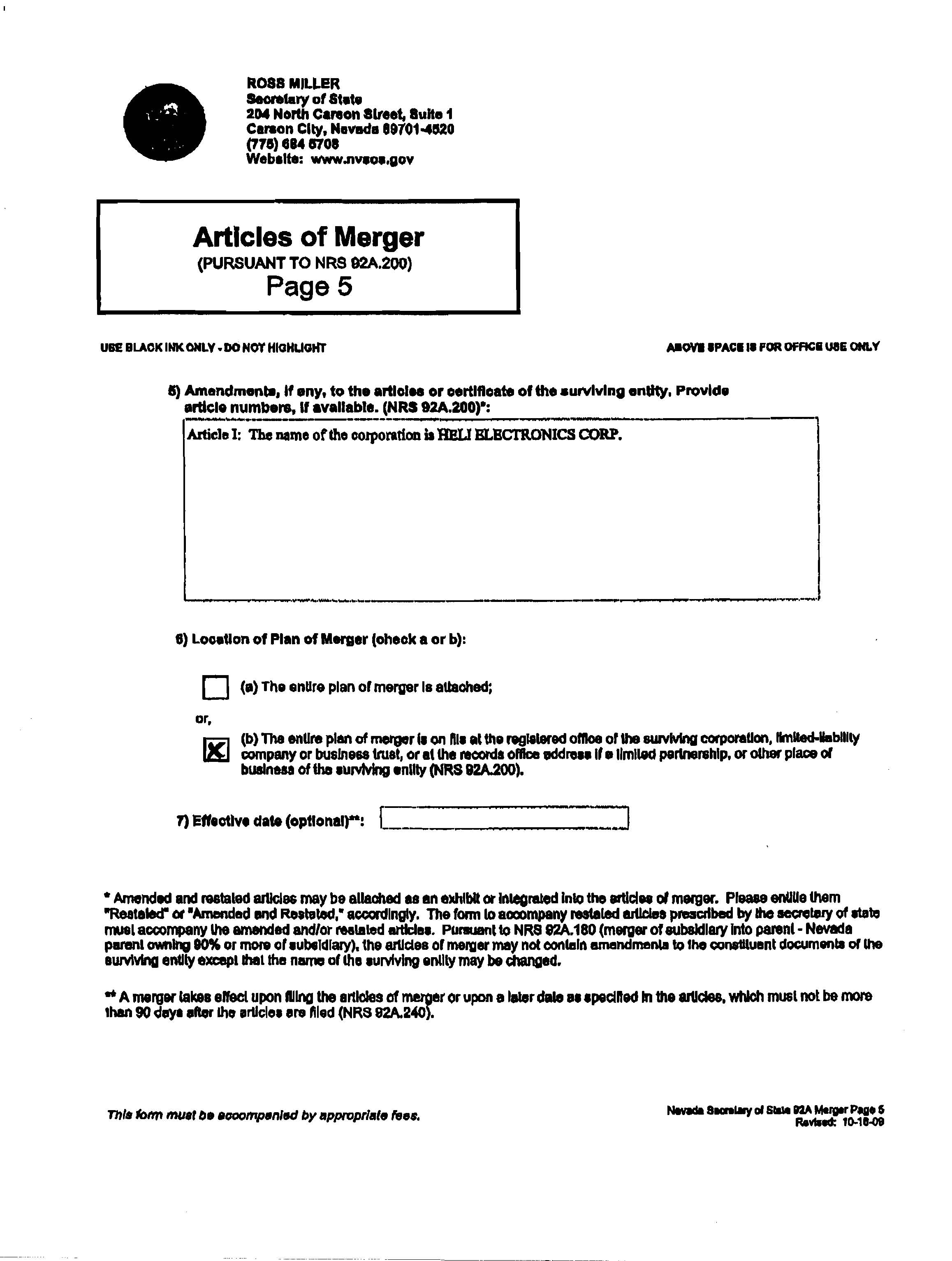 Articles of Merger - Page 5.