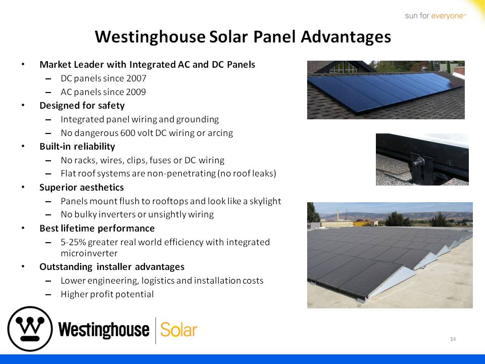 Westinghouse Solar Presentation - Slide 16