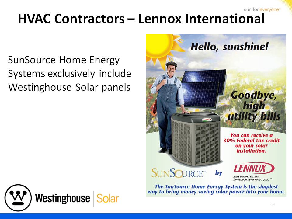 Westinghouse Solar Presentation - Slide 19