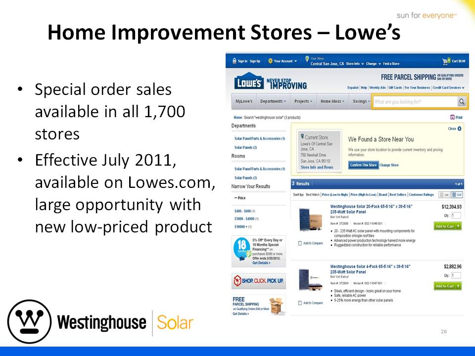 Westinghouse Solar Presentation - Slide 20