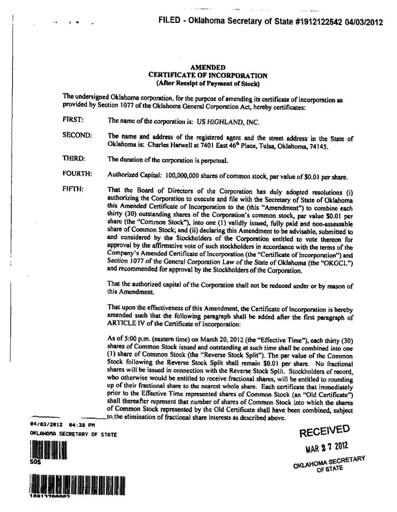 US Highland - Certificate of Amendment (FILED) (W0137067)_Page_2.jpg