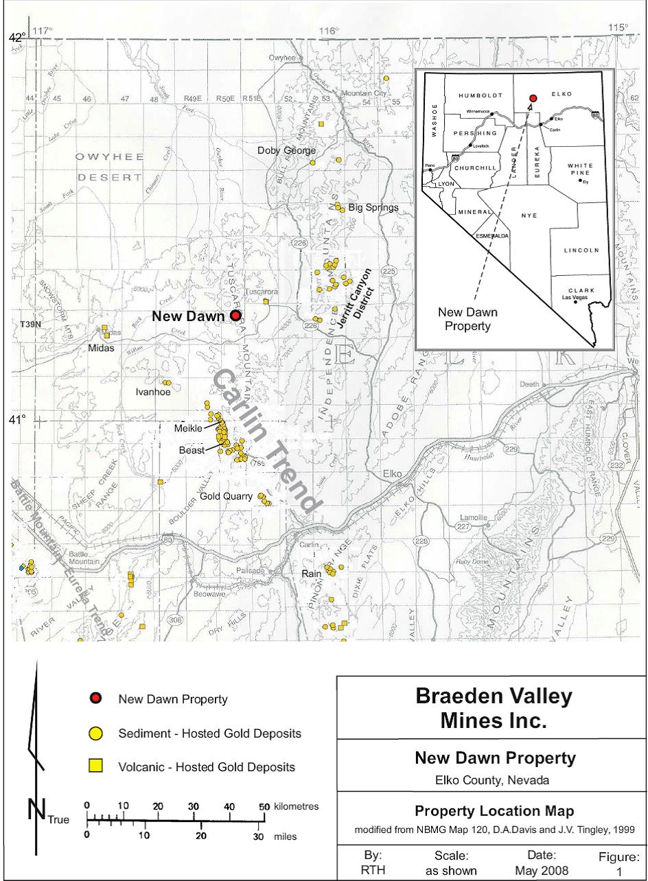 Braeden Valley Mines Claims Map