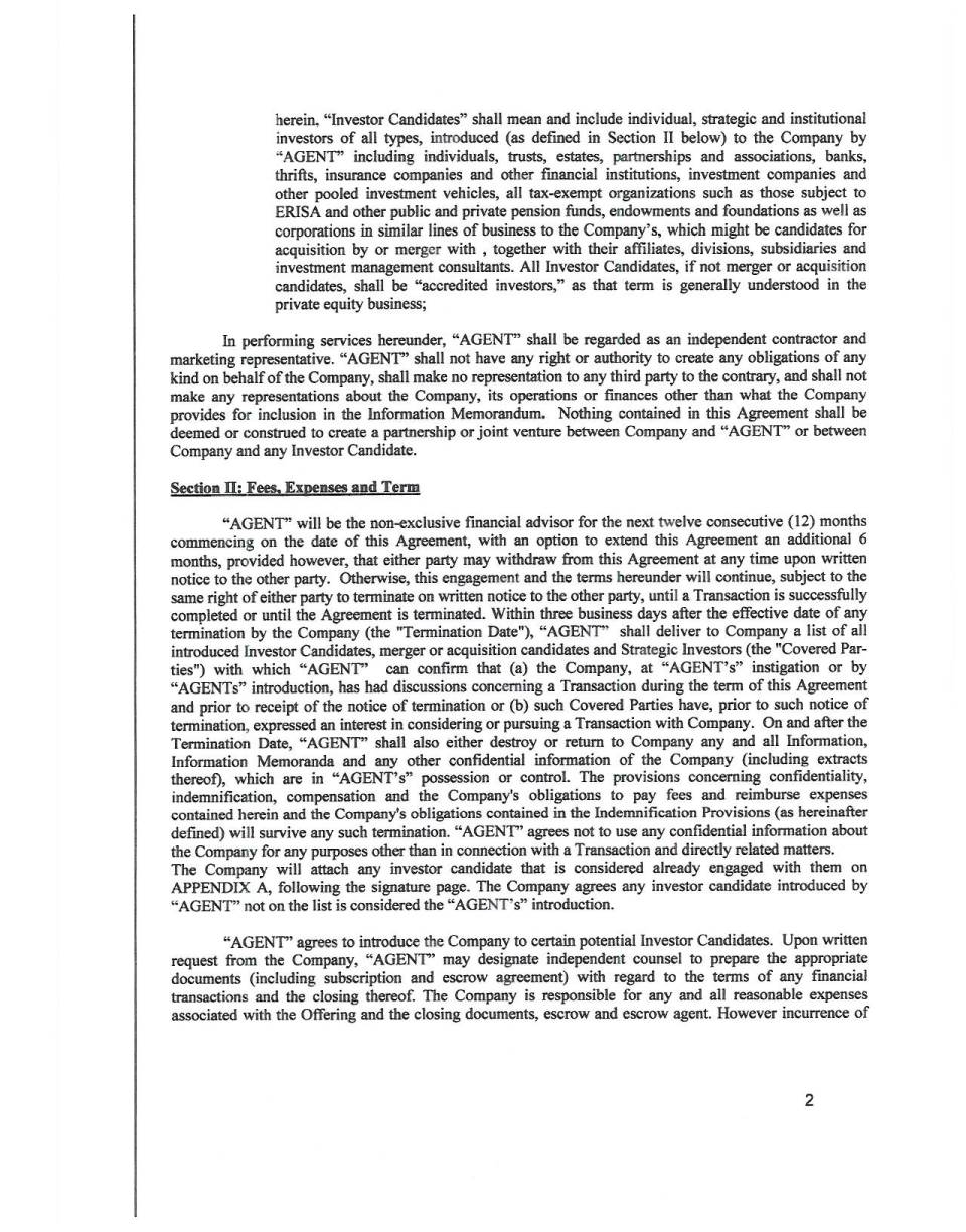 Agency Agreement page 2